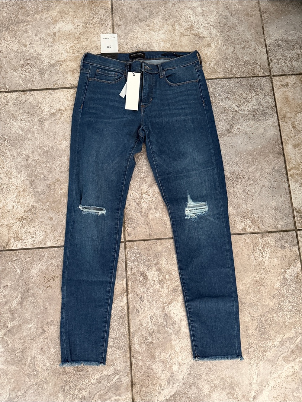 Banana Republic Dark Blue Skinny Ripped Knee Jeans